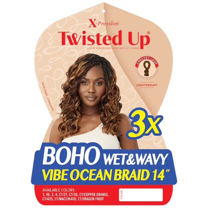 Outre X-Pression Twisted Up Pre-Loop Crochet Braid - BOHO WET&WAVY VIBE OCEAN BRAID 14 3X - Image 2