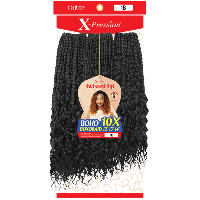 Outre X-Pression Twisted Up Pre-Looped Crochet Braid - BOHO BOX BRAID 12"13"14" 10X - Image 2