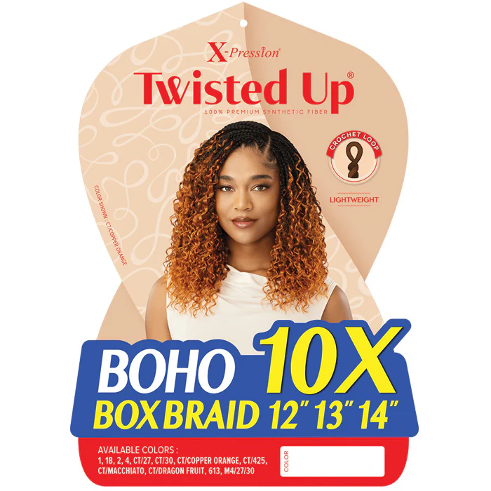 Outre X-Pression Twisted Up Pre-Looped Crochet Braid - BOHO BOX BRAID 12"13"14" 10X - Image 3