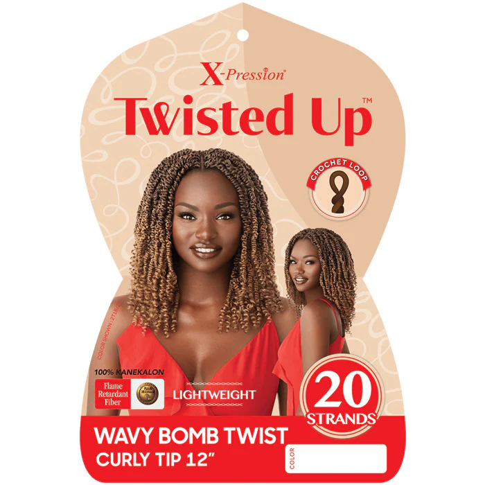 Outre X-Pression Twisted Up Pre-Looped Crochet Braid - WAVY BOMB TWIST CURLY TIP 12" - Image 3