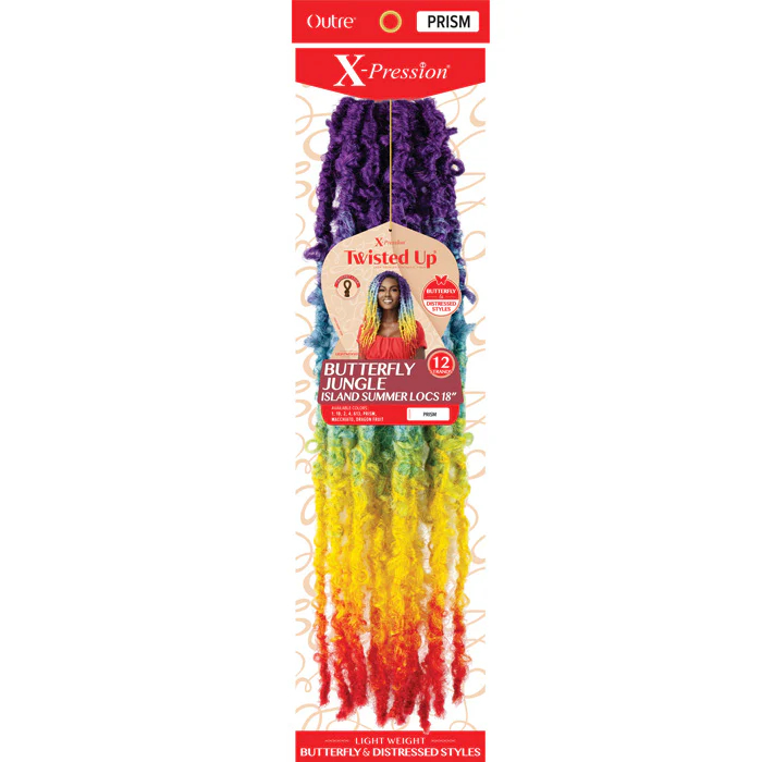 Outre X-Pression Twisted Up Pre-Looped Crochet Braids - BUTTERFLY JUNGLE ISLAND SUMMER LOCS 18" - Image 3