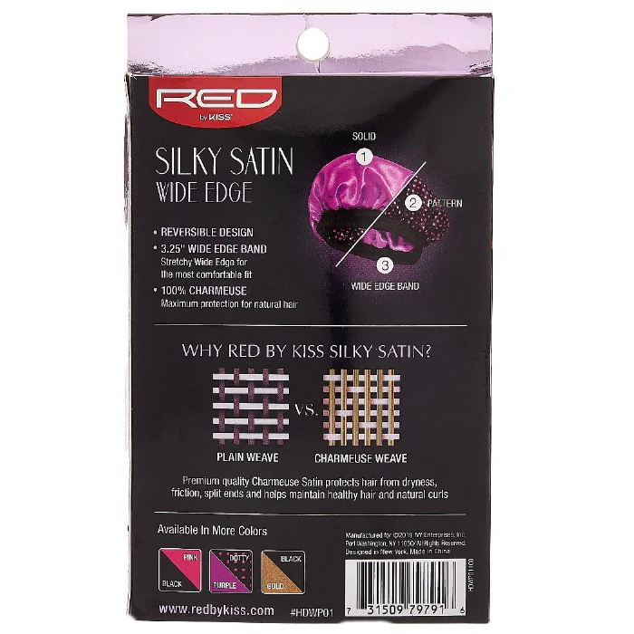 Red by Kiss X Large Silky Satin Wide Edge Reversible Hair Cap - Image 4