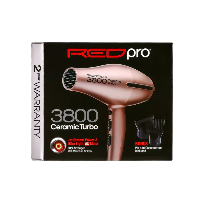 Red Pro 3800 Ceramic Jet Stream Power Turbo Hair Dryer - Image 7