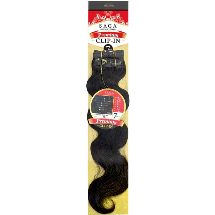 Saga 100% Human Hair Premium Clip In 7pcs Weave - FANTASY WAVE 18"
