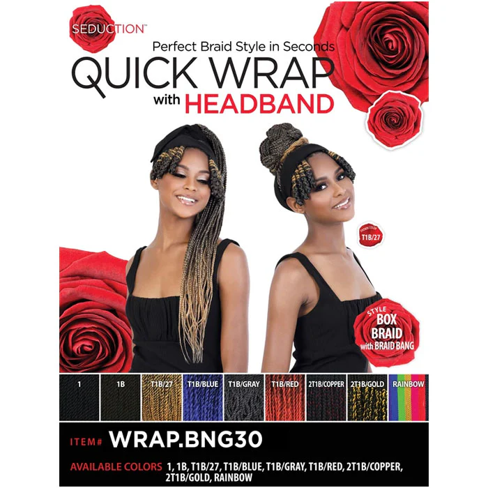 Seduction Quick Wrap with Headband Wig - BOX BRAID with BANG 30" - WRAP.BNG30 - Image 3