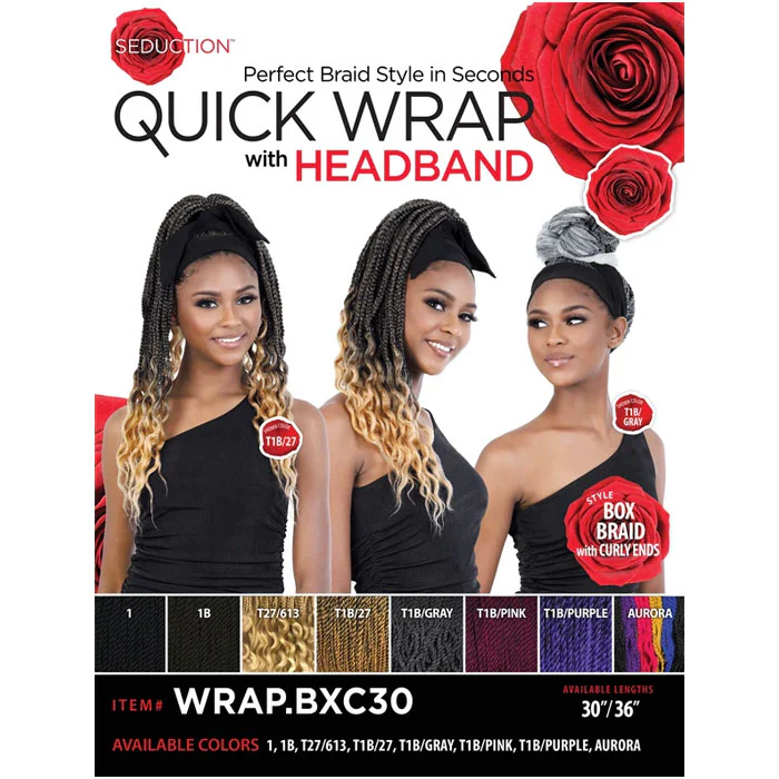 Seduction Quick Wrap with Headband Wig - BOX BRAID with CURLY ENDS 30", 36" - Image 7