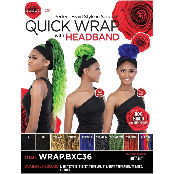 Seduction Quick Wrap with Headband Wig - BOX BRAID with CURLY ENDS 30", 36" - Image 8