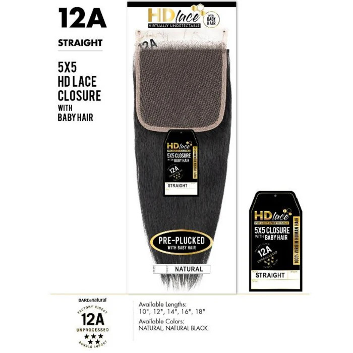 Sensationnel 12A 100% Virgin Human Hair 5X5 HD Lace Closure - STRAIGHT 18 - Image 2