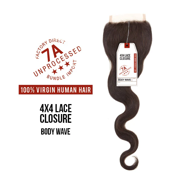 Sensationnel Bare & Natural 100% Virgin Human Hair 7A Lace Closure - 4X4 BODY WAVE 10-18" - Image 3