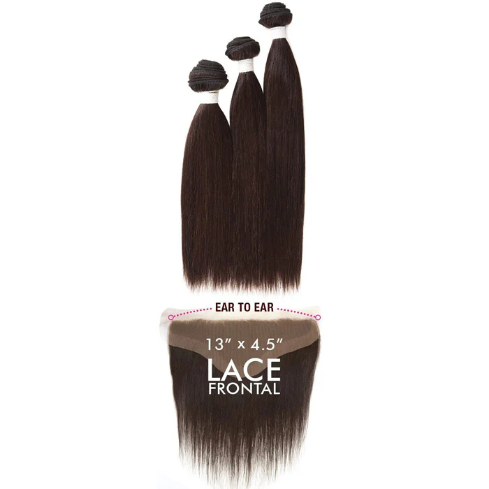 Sensationnel Bare & Natural 100% Virgin Remi Human Hair Weave + 13x4.5 Lace Front Closure Bundle - STRAIGHT 10-22" - Image 4