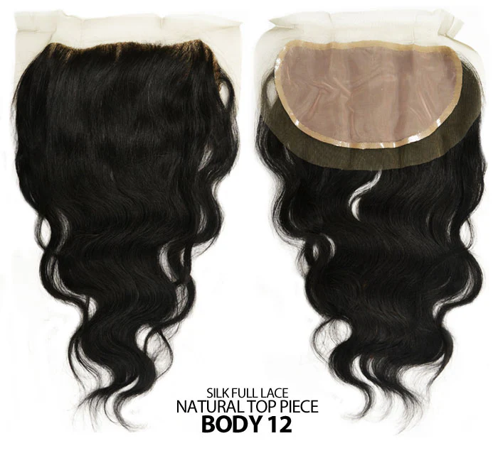 Sensationnel Bare & Natural 100% Brazilian Virgin Remi SILK FULL LACE NATURAL TOP 3 WAY PARTING PIECE STRAIGHT / BODY / WAVY 12" (4 x 4) - Image 2