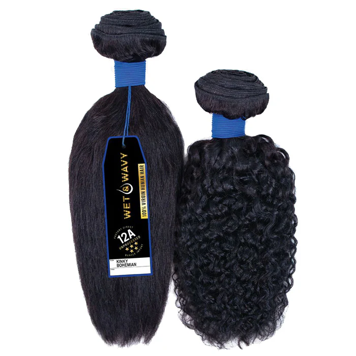 Sensationnel Bare & Natural Unprocessed Virgin Human Hair Wet & Wavy Weave - 12A KINKY BOHEMIAN 10" - 18" - Image 3