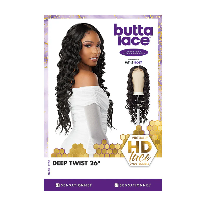 Sensationnel Butta Lace Human Hair Blend HD 5" Deep Parting Lace Front Wig - DEEP TWIST 26" - Image 6