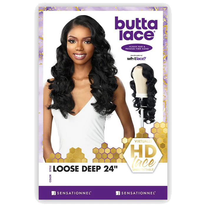 Sensationnel Butta Lace Human Hair Blend HD 5" Deep Parting Lace Wig - LOOSE DEEP 24 - Image 6