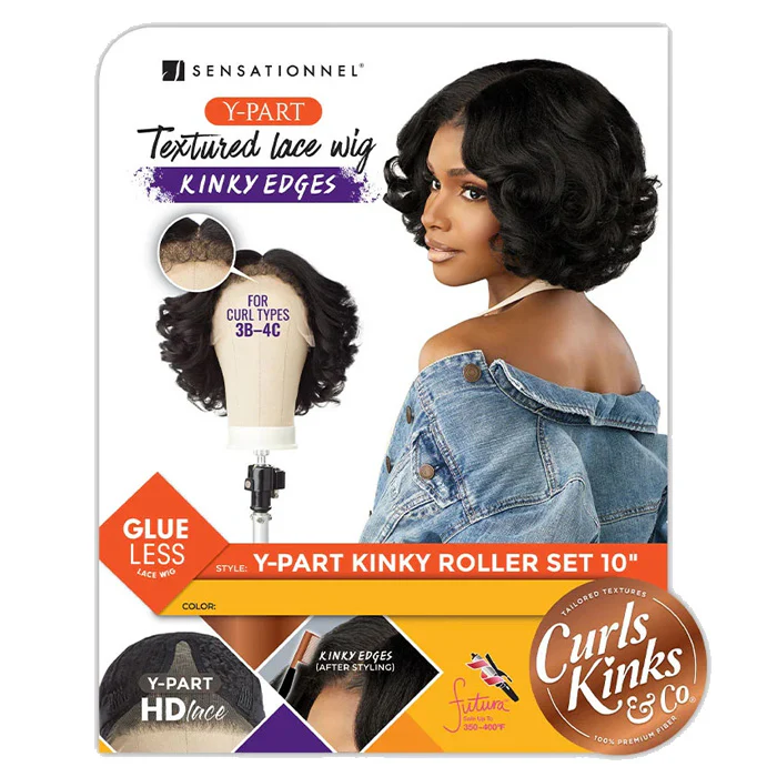 Sensationnel Curls Kinks & Co Kinky Edges Y-Part Glueless HD Lace Front Wig - Y-PART KINKY ROLLER SET 10" - Image 4