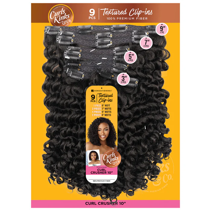 Sensationnel Curls Kinks & Co Textured Clip-Ins Weave 9 PCS Hair Pieces - CURL CRUSHER 10" - Image 6