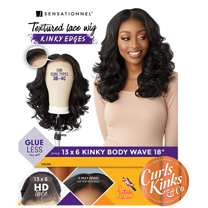 Sensationnel Curls Kinks Glueless 13x6 HD Lace Front Wig - 13x6 KINKY BODY WAVE 18" - Image 7