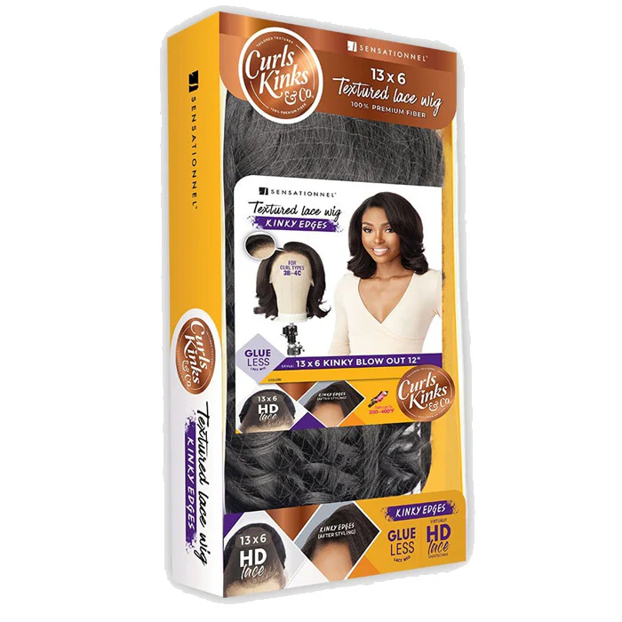 Sensationnel Curls Kinks Glueless HD 13x6 Lace Front Wig - 13x6 KINKY BLOW OUT 12" - Kinky Edges - Image 8