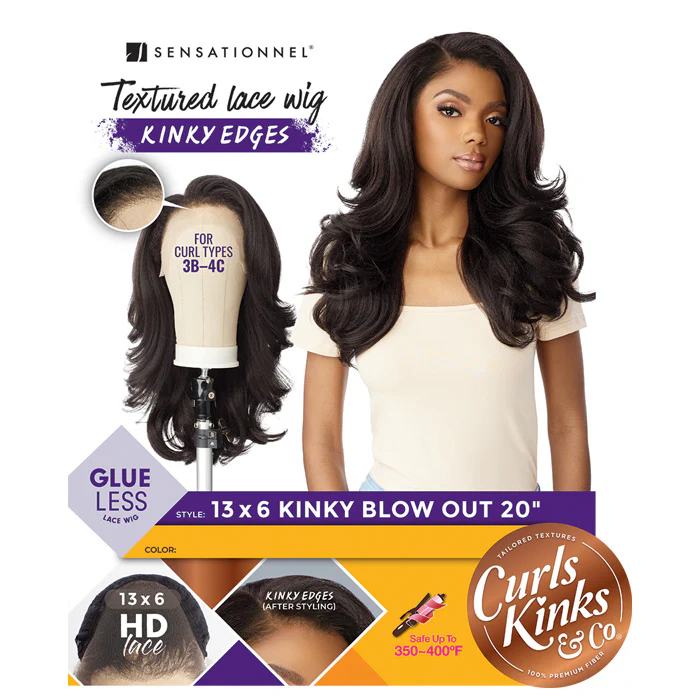Sensationnel Curls Kinks Glueless HD 13x6 Lace Front Wig - 13x6 KINKY BLOW OUT 20" - Kinky Edges - Image 8