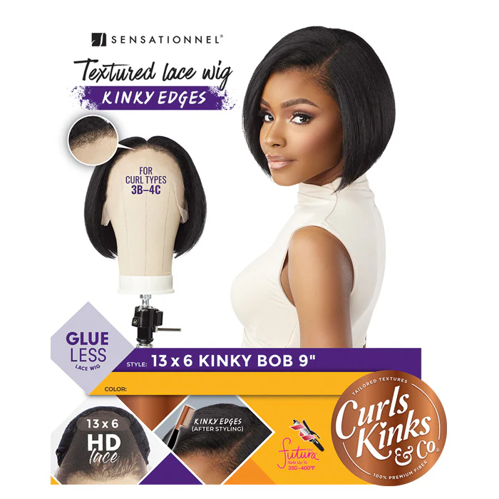 Sensationnel Curls Kinks Textured Glueless HD 13x6 Lace Front Wig - 13x6 KINKY BOB 9" - Kinky Edges - Image 5