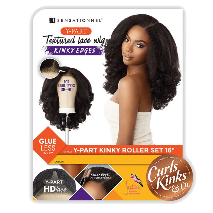 Sensationnel Curls Kinks Textured Lace Kinky Edges Glueless HD Lace Front Wig - Y-PART KINKY ROLLER SET 16" - Image 6