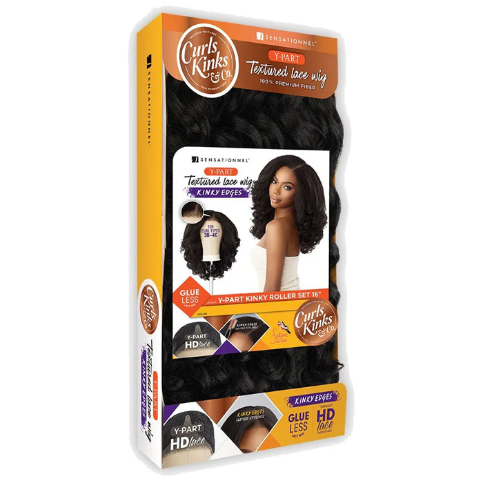 Sensationnel Curls Kinks Textured Lace Kinky Edges Glueless HD Lace Front Wig - Y-PART KINKY ROLLER SET 16" - Image 7