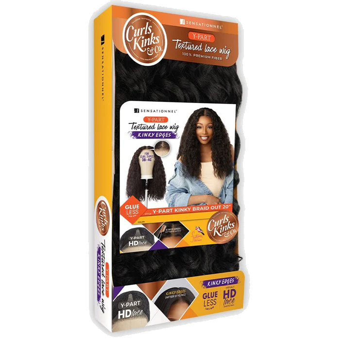 Sensationnel Curls Kinks Textured Lace Kinky Edges Glueless Y-Part HD Lace Front Wig - KINKY BRAID OUT 20" - Image 4