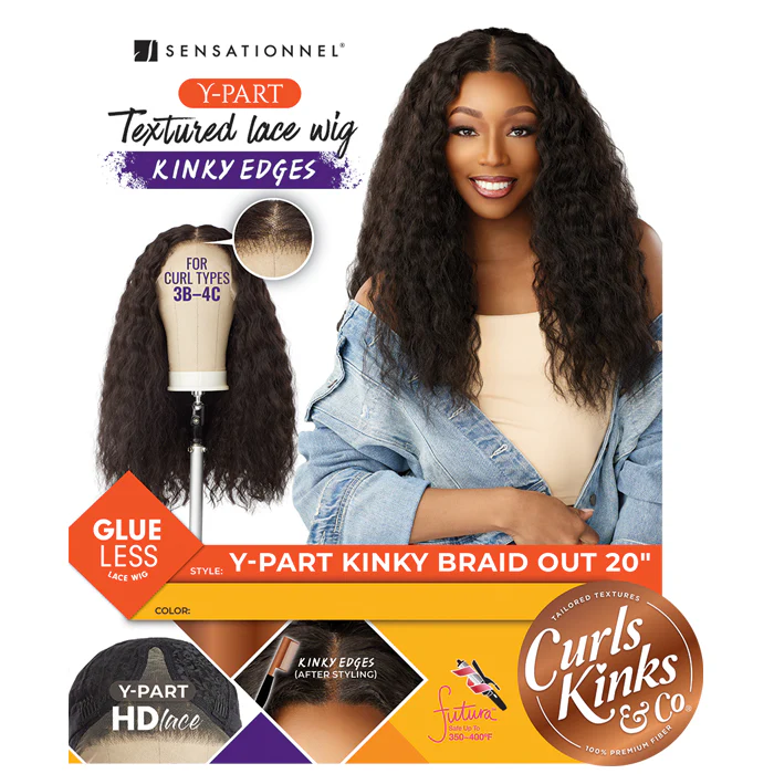 Sensationnel Curls Kinks Textured Lace Kinky Edges Glueless Y-Part HD Lace Front Wig - KINKY BRAID OUT 20" - Image 5