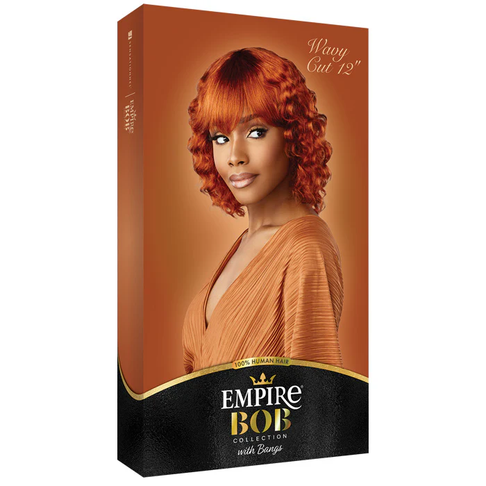 Sensationnel Empire Bob Collection with Bangs Full Wig - WAVY CUT 12" - 100% Human Hair - Image 4