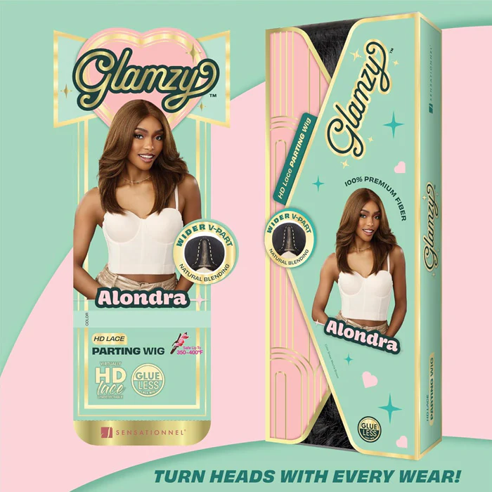 Sensationnel Glamzy Glueless V-Part HD Lace Part Wig - ALONDRA - Image 6