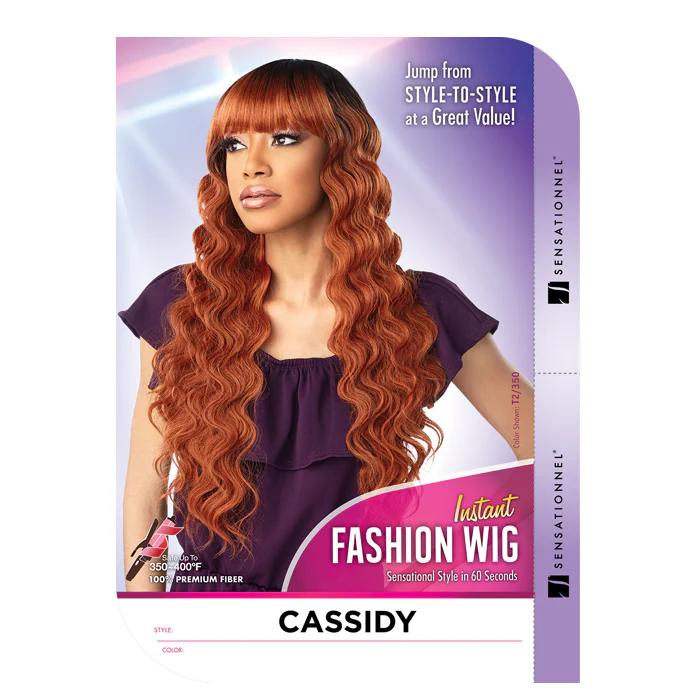 Sensationnel Instant Fashion 100% Premium Fiber Synthetic Crimp Curl style with Chaina Bangs Wig- CASSIDY - Image 5