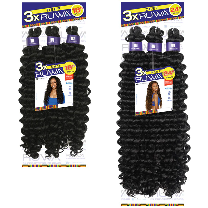 Sensationnel Ruwa Pre-Stretched Crochet Braids - 3X DEEP 18"/24" - Image 9