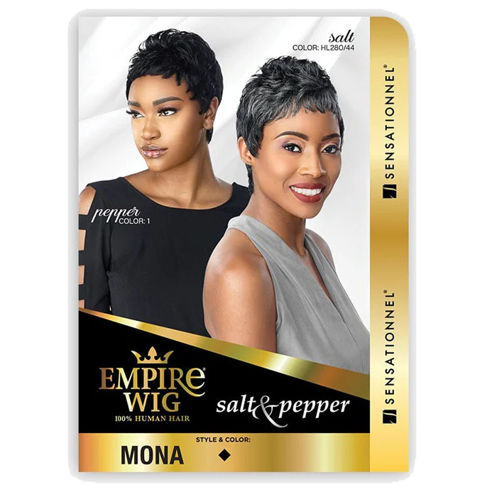Sensationnel Salt & Pepper 100% Human Hair Empire Full Wig - MONA - Image 6