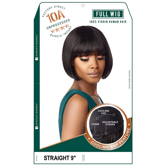 Sensationnel 10A Unprocessed 100% Virgin Human Hair Full Wig - STRAIGHT 9" - Image 5