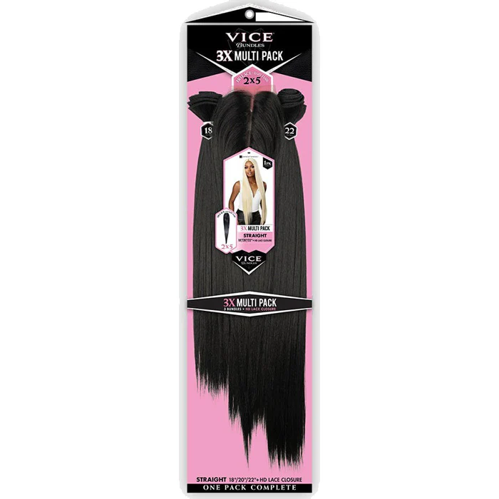 Sensationnel Vice Bundles 3x Multi Pack Weave + 2x5 Closure - STRAIGHT 14-30" - Image 5
