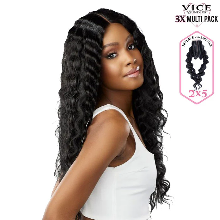 Sensationnel Vice Bundles 3x Multi Pack Weave + HD Lace Closure - CRIMP 14-30" - Image 3