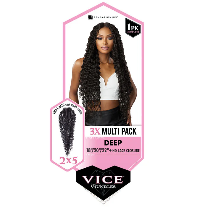 Sensationnel Vice Bundles 3x Multi Pack Weave + HD Lace Closure - DEEP 14-30" - Image 6