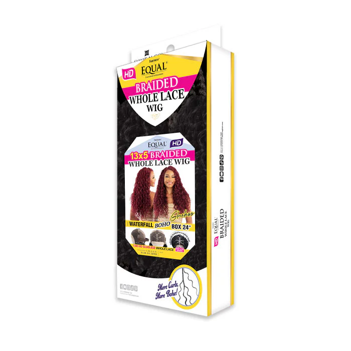 Shake N Go Equal Glueless HD 13x5 Frontal Part Whole Lace Braided Wig - WATERFALL BOHO BOX 24" - Image 4