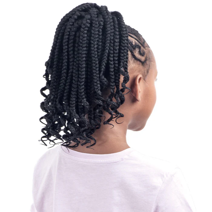 Shake N Go For Kids Drawstring Ponytail - BOX BRAID WITH CURLS - Image 2