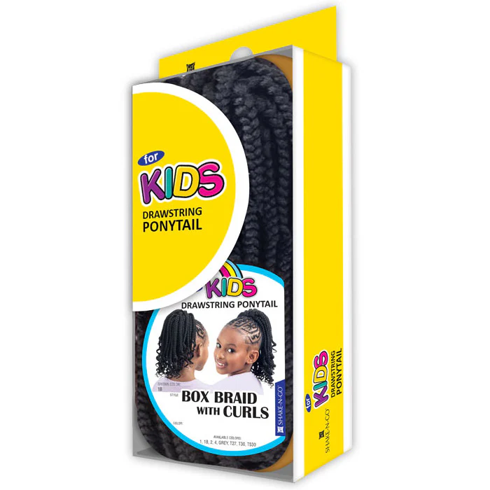 Shake N Go For Kids Drawstring Ponytail - BOX BRAID WITH CURLS - Image 3