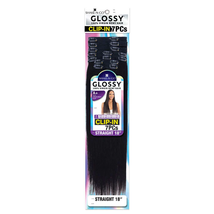 Shake N Go Glossy 100% Virgin Remy Hair Clip-In Weave - STRAIGHT 18" 7 PCS - Image 3