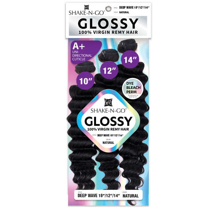 Shake N Go Glossy 100% Virgin Remy Hair Weave - DEEP WAVE (Multi Length) 3 Pcs - Image 4