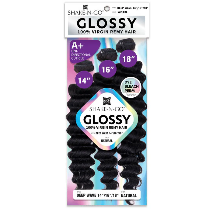Shake N Go Glossy 100% Virgin Remy Hair Weave - DEEP WAVE (Multi Length) 3 Pcs - Image 6