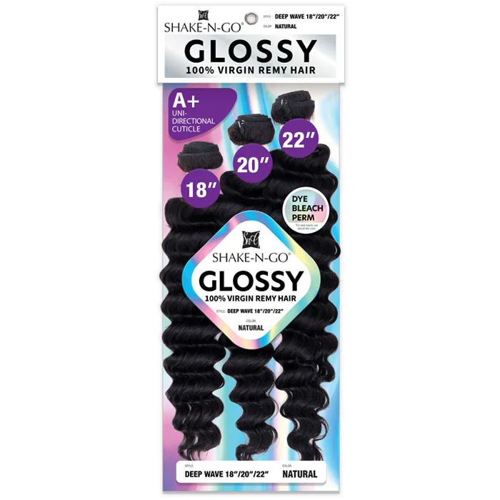 Shake N Go Glossy 100% Virgin Remy Hair Weave - DEEP WAVE (Multi Length) 3 Pcs - Image 7