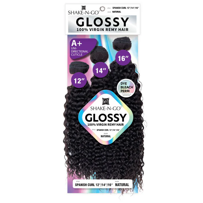 Shake N Go Glossy 100% Virgin Remy Hair Weave - SPANISH CURL (Multi Length) 3 Pcs - Image 5