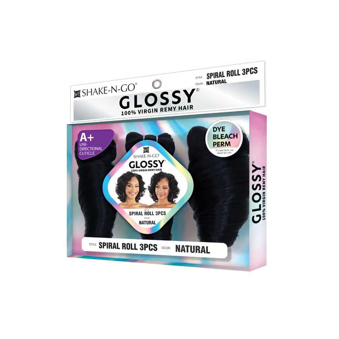 Shake N Go Glossy 100% Virgin Remy Hair Weave - SPIRAL ROLL 3 Pcs - Image 3