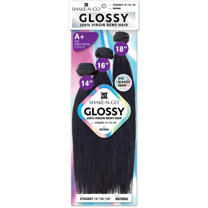 Shake N Go Glossy 100% Virgin Remy Hair Weave - STRAIGHT (Multi Length) 3 Pcs - Image 7
