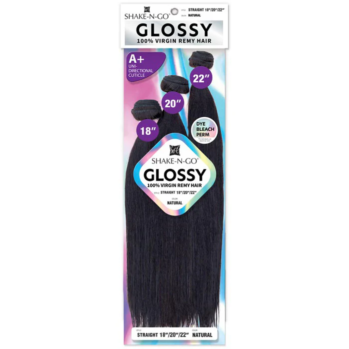 Shake N Go Glossy 100% Virgin Remy Hair Weave - STRAIGHT (Multi Length) 3 Pcs - Image 8