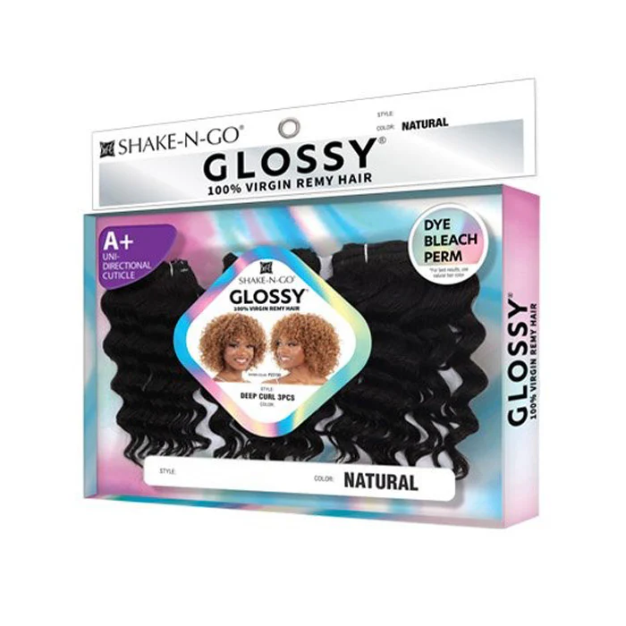 Shake N Go Glossy 100% Virgin Remy Hair Weaves - DEEP CURL 3PCS - Image 3