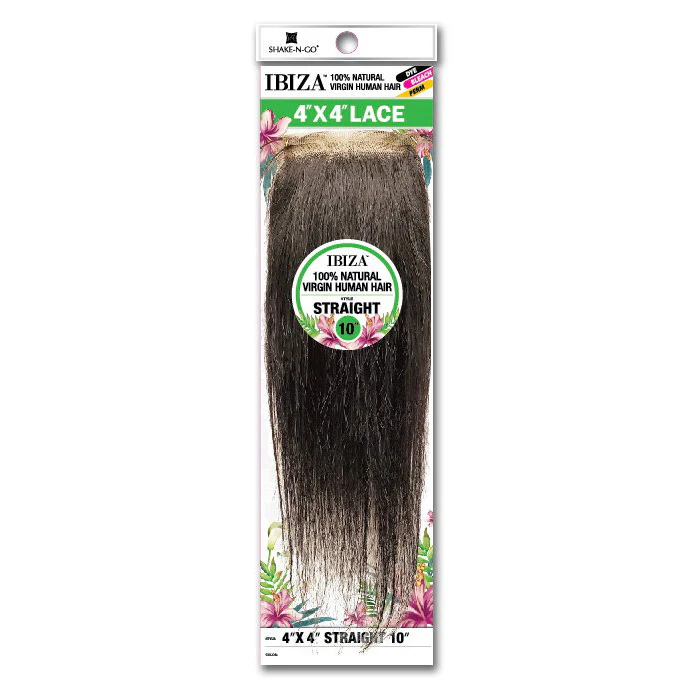 Shake N Go Ibiza 100% Natural Virgin Human Hair Lace Closure - 4X4 STRAIGHT 10"-12"